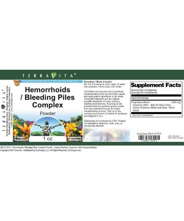 Hemorrhoids & Bleeding Piles Complex Powder - Horse Chestnut, Cayenne, Witch Hazel (1 oz) | ZIN 517075 - Buy Online on GoSupps.com