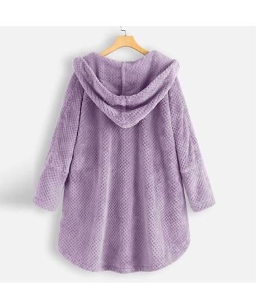 Shop Hanxiulin Oversized Plush Jacket for Women | Warm Fleece Hoodie - Autumn Outdoor Coat in Purple - Buy Online on GoSupps.com