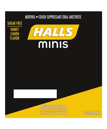 HALLS Minis Honey Lemon Sugar-Free Cough Drops - 24 Count (Pack of 8) - Buy Online on GoSupps.com