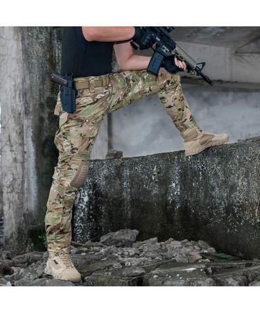 IDOGEAR Multicam Combat Pants with Knee Pads - Tactical Camo Trousers for Airsoft, Hunting, and Military - 30W x 31L - Buy Online on GoSupps.com