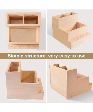Wooden Nail Drill Bits Holder Organizer - 10 Holes Rectangle Box for Manicure Tools in Home or Salon - Buy Online on GoSupps.com