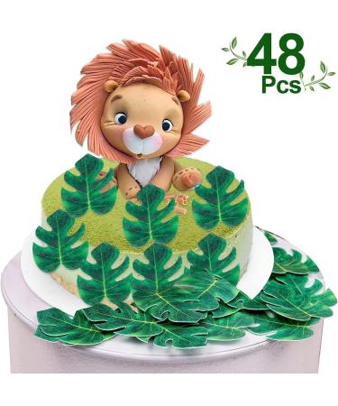48 Pcs Tropical Turtle Leaf Cake Toppers Cupcake Toppers Palm Leaf Cake Toppers Wafer Paper Leaf Cake Decoration Hawaii Theme Jungle Party Birthday Cake Decor - Buy Online on GoSupps.com