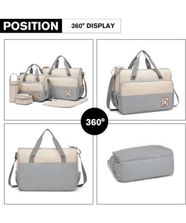 Buy Miss Lulu 5-Set Baby Diaper Bag - Light Green - Stylish & Functional Mother Handbag with Shoulder Bag & Bottle Holder - Buy Online on GoSupps.com