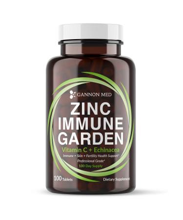 GANNON MED Chelated Zinc 50mg Immune Garden Vitamin C 800mg Zinc Supplements Echinacea 600mg per Tablet - Immunity + Skin + Reproductive Health Minerals - Zinc Chelate Immune Booster for Kids & Adults 1