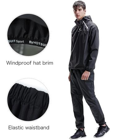 HOTSUIT Sauna Suit for Men - Sweat Sauna Jacket and Pants Set - Black XL - Buy Online on GoSupps.com