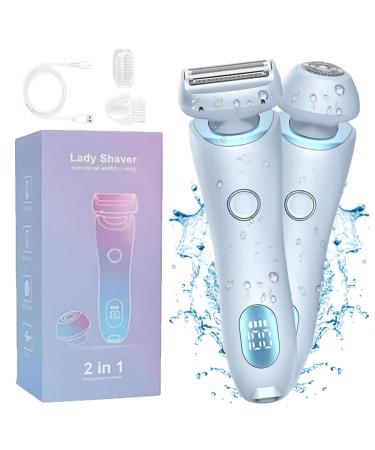 Duskofficial Razor Duskofficial The Glide Pro 3.0 Dusk Official Shaver Dusk Official Electric Razor 2 in 1 Electric Waterproof Shaver Portable Rechargeable Razors for Women (Blue)