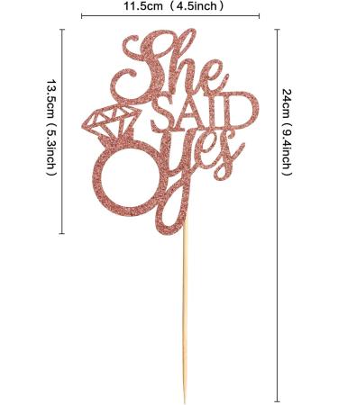 Unimall Rose Gold 'She Said Yes' Cake Topper - Perfect for Engagement Bridal Shower & Bachelorette Party Decorations | Multi-Color Delivery Available - Buy Online on GoSupps.com