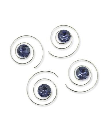 Rivelle ladies curlies rhinestone 8 mm tanzanite 8 pieces Swarovski hair spirals hair accessories wedding bridal jewelry