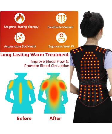 Seniors Self Heating Back Brace - 108 Magnets Lumbar Support Belt for Pain Relief | Posture Corrector for Elderly Men & Women - L/Large Black - Buy Online on GoSupps.com