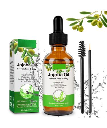 Jojoba Oil 60ML - 100% Pure Natural Hair Growth Oil Improve for Dry Damaged Skin and Hair 100% Pure Natural Colorless Odorless Jojoba Oil Cold Pressed Unrefined