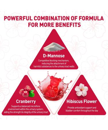 NATISLAND D Mannose with Cranberry Gummies D-Mannose Supplements 1500mg for Women with Hibiscus for Urinary Tract Health Bladder Liver Support Sugar-Free Vegan Raspberry Flavor 60 Count - Buy Online on GoSupps.com