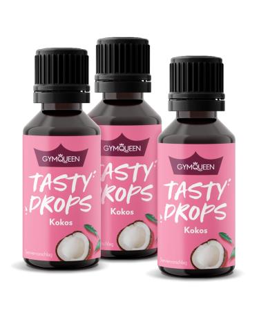 GymQueen Tasty Drops Coconut 3x30ml Flavour Drops without calories Coconut 30 ml (pack of 3)