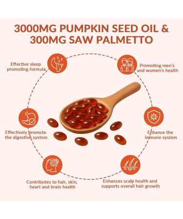 Pumpkin Seed Oil Capsules 2 in 1 Pumpkin Seed Oil with Saw Palmetto for Hair Growth 3000mg Per Serving Cold Pressed Supports Hair Heart Skin Supplement Non-GMO Gluten Free 300 Softgels - Buy Online on GoSupps.com