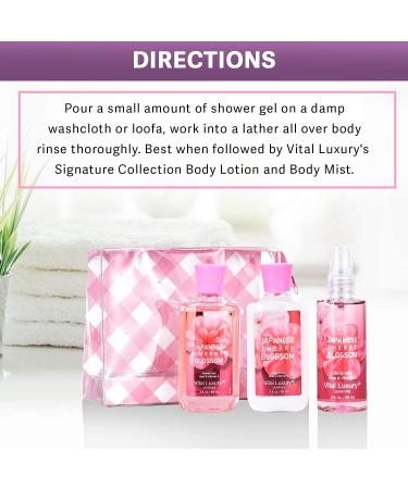 Vital Luxury Bath & Body Care Travel Set - Japanese Cherry Blossom Home Spa Set - Buy Online on GoSupps.com