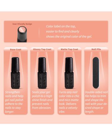 Lavender Violets Gel Nail Polish Kit - 13 Pcs Set with 9 Colors, Base, Top Coats, Matt Top Coat, and Nail File - Soak-off UV LED Gel Nail Art Design - C962A A-Skin Shades - Buy Online on GoSupps.com