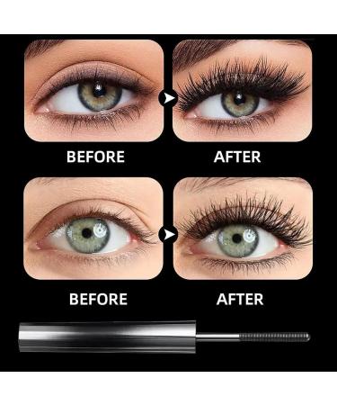 Hardcore Brushless Mascara Curling Mascara Set Waterproof Long-Lasting Non-Falling Non-Clumping Mascara Ultra-Slim Metallic Mascara for Charming Eye Makeup Black+black - Buy Online on GoSupps.com