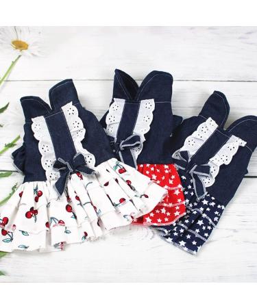 Barrageon Dogs Kneid Sweet Princess Rock Clothing for Medium-Sized Dogs & Cats - Bowknot Summer Outfit (Blue White XL) - Perfect for Small Pets - Buy Online on GoSupps.com