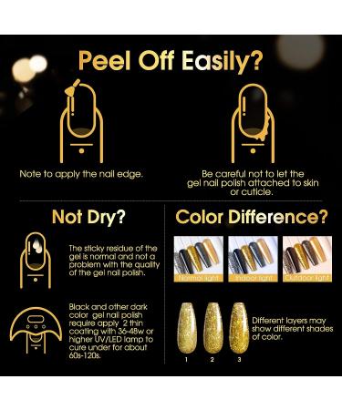 ROSALIND 6PCS White Black Gel Nail Polish Set with Silver Gold Glitter - Soak Off All Seasons Manicure Collection for Salon and Home DIY Nail Art - Buy Online on GoSupps.com