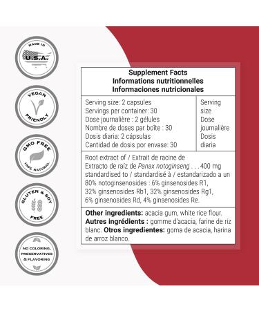 Supersmart - Panax Notoginseng 400mg per Day (75% Notoginsenosides) - Already-Healthy Cardiovascular Health - Circulation Support - Immune System | Non-GMO & Gluten Free - 60 Vegetarian Capsules - Buy Online on GoSupps.com