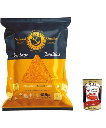 Italian Gourmet E.R. Fox Natural Quality Pack of 20 Cheese-Flavored Cooked Potato Chips Premium Cheese Handmade 125g + Italian Gourmet Polpa 400g