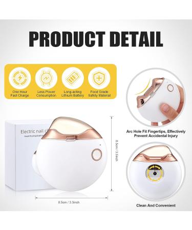 Rechargeable Automatic Electric Nail Clipper for Safe Fingernail Trimming - Ideal Gift for Caregivers and Elderly - White - Buy Online on GoSupps.com