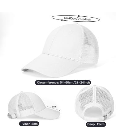 Dowskwx Men's Trucker Baseball Cap - Quick-Drying Sun Protection Mesh Snapback Hat - White - Buy Online on GoSupps.com