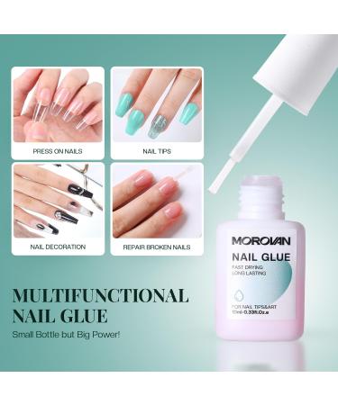 Morovan Nail Glue & Remover Kit - Super Strong 10ML Nail Glue for Press-On & Acrylic Nails | Fast 20ML Remover - Buy Online on GoSupps.com