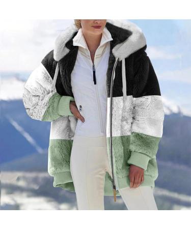 Hanxiulin Women's Fleece Jacket - Plush Long Sleeve Winter Coat Hooded & Cuddly in 5XL Green for Ultimate Comfort - Buy Online on GoSupps.com