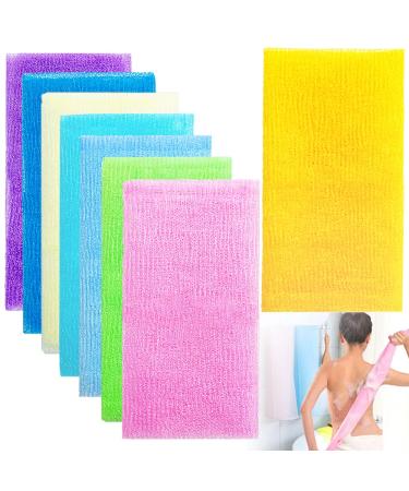 8 Pcs 35 Inch Exfoliating Bath Cloth Beauty Skin Bath Wash Towel Nylon Shower Washcloth Body Scrubber Loofah for Women and Men
