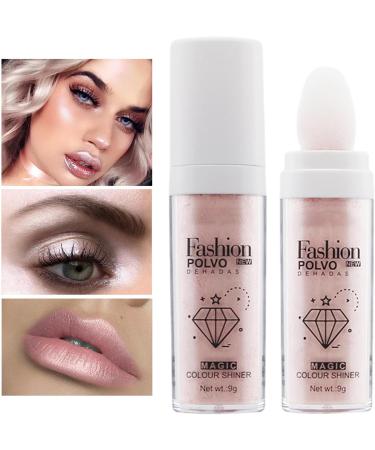Face Highlighter Powder | Not-sticky Sparkle Highlighter Powder Makeup Cosmetic For Traveling Shopping Wedding Prom For Women Girls Pochy #2 Pink - Buy Online on GoSupps.com