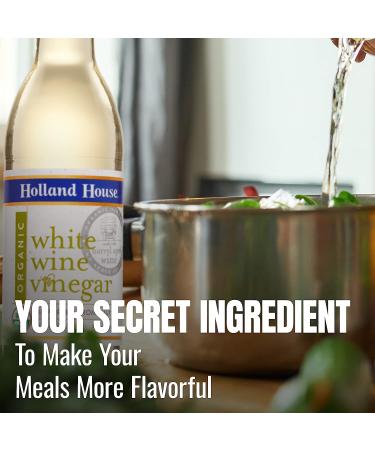 Holland House Organic White Wine Vinegar - 12 FL OZ - Ideal for Marinades, Vinaigrettes, and Cooking - Buy Online on GoSupps.com