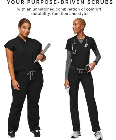 FIGS Kade Cargo Scrub Pants for Women - Classic Fit Straight Leg - 4 Pockets - Yoga Waistband - Anti-Wrinkle - Regular Large Black - Buy Online on GoSupps.com
