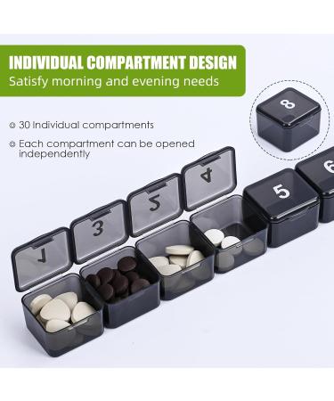 30 Day Pill Organizer - Large Squeeze to Open Pill Box | Portable Monthly Medicine & Vitamin Organizer (Black) for Travel - Buy Online on GoSupps.com