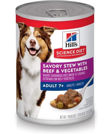 Hill's Science Diet Adult Sensitive Stomach & Skin Canned Dog Food 12.8 oz 12 Pack wet dog food & Senior 7+ Canned Dog Food Savory Stew - Buy Online on GoSupps.com