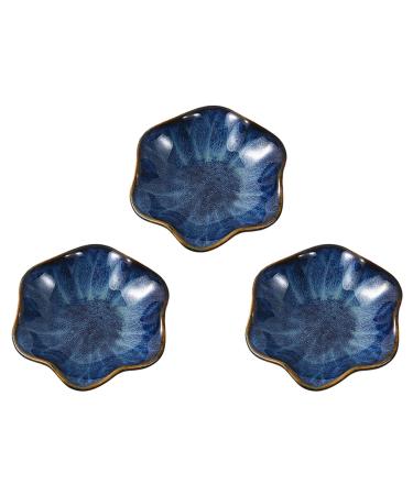 Sauce Dipping Saucer Sauce Dipping Bowls 3pcs Household Flower Shape Soy Sauce Dish Seasoning Dish Ceramic Soy Sauce Dipping Bowls Side Dishes for Snack Sushi Fruit Appetizer Dessert Soy Sauc