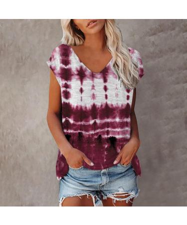 Short Sleeve T Shirts Clothing Woman T-Shirt Casual Black Clothing Top Women's Floral Pattern for Women Crop Tops Shirt Shirts Top Women's Summer Tank Top 4-wine M - Buy Online on GoSupps.com