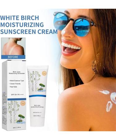 Birch Juice Moisturizing Sun Cream Organic Sunscreen SPF50 Skincare Sunscreen Strong UV Protection No White Cast Moist Essence Type-50ml (B) - Buy Online on GoSupps.com