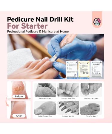 Saviland Pedicure Nail Drill Kit: 5 Speeds Modes Electric Manicure Drill LED Lighting Complete Nail Drill Bits Electric File Nail Art Dead Skin Calluses Nail Art Removal Starter DIY Home Salon-Effect - Buy Online on GoSupps.com