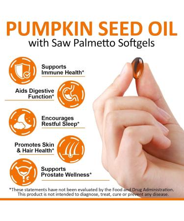 Pumpkin Seed Oil with Saw Palmetto Capsules Supplement for Women Men | Supports Hair Urinary Bladder & Prostate Health 300 Softgels (1) - Buy Online on GoSupps.com