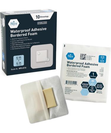 Buy MED PRIDE Waterproof Silicone 4x4 Foam Wound Dressing - Sterile Adhesive Border for Home & Emergency Care (10-Count - Buy Online on GoSupps.com