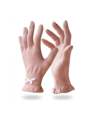 Migliore Wear 2 Pairs Cotton Gloves for Eczema with Touchscreen Fingers Moisturising Gloves for Dry Hands SPA Hand Care Eczema Gloves for Adults(Pastel Pink-XS) 2 Pairs Pastel Pink Pastel Pink-XS