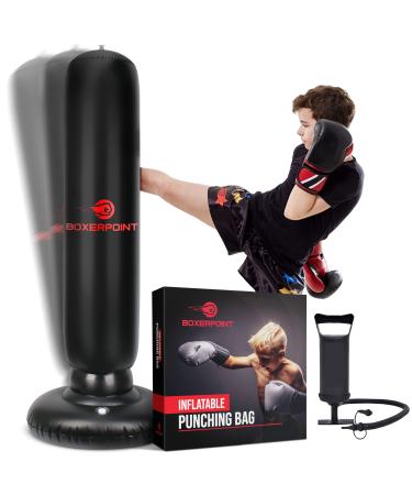 Boxerpoint Inflatable Punching Bag for Kids 8-12 | 63" Bob Punching Dummy for Kids - Kids Punching Bag for 3-8 Years for Training Karate, Taekwondo, MMA and Kickboxing - Relieve Pent up Energy