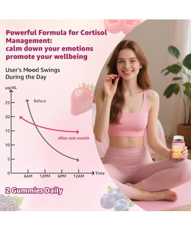 2 Packs Cortisol Gummies - Cortisol Supplements for Women & Men with Ashwagandha, Magnesium, L-theanine for Cortisol Balance, Support Relaxation, Energy, Zzz, Mixed Berry Flavor, 120Ct Mixed Berry 60 Count (Pack of 2) - Buy Online on GoSupps.com
