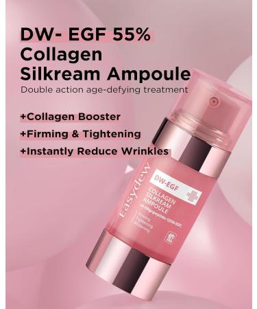 EASYDEW DW-EGF 55% Collagen Silkream Ampoule - Korean Facial Serum for Firmness & Elasticity - Age-Defying Skincare with EGF Peptides & Amino Acids - 1.86oz - Buy Online on GoSupps.com