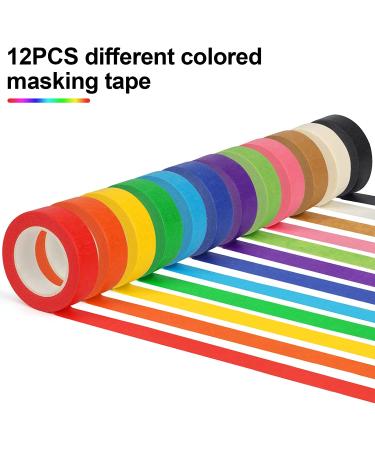 Guirnd 12PCS Colored Masking Tape Set - Kids Art Supplies, DIY Craft Tape Rolls - 1.7cm X 12m (2/3In X 13Yards) - Buy Online on GoSupps.com