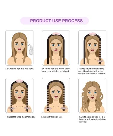 Satin Heatless Hair Curler Set - No Heat Overnight Curls for Long Hair Women | Soft Foam Curling Rods with Roller Clips and Scrunchies | Sleep In Headband - Blue-Pink - Buy Online on GoSupps.com