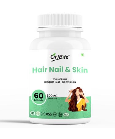 ORIBITE Hair Nail & Skin Supplement | Biotin Grape Seed Extract & Amla | Stronger Hair Healthier Nails & Glowing Skin | 500mg 60 Veg Capsules | Non-GMO Gluten Free