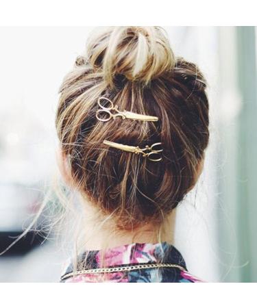 Yueton 4pcs Gold & Silver Scissors Hair Clips - Bride Headwear Bobby Pins - Buy Online on GoSupps.com