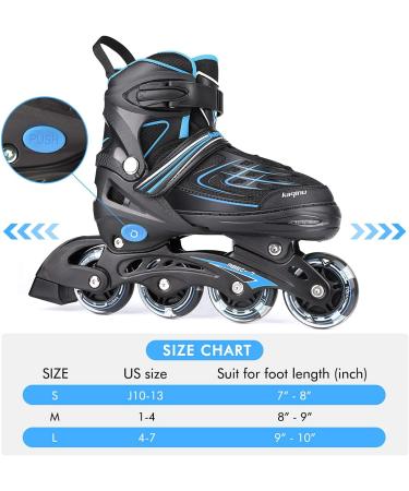 KAQINU Adjustable Inline Skates | Full Illuminating Wheels | Outdoor Roller Blades for Kids and Adults | D-Blue | L-Youth (4Y-7Y) - Buy Online on GoSupps.com