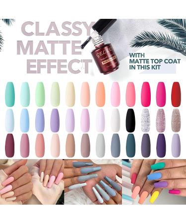 Gellen Gel Nail Polish Kit - 39 Pcs Rainbow Nude Gray Glitters with GlossyMatte Top & Base Coats | Nail Art Set for HomeSalon | Perfect Holiday Gift - Buy Online on GoSupps.com